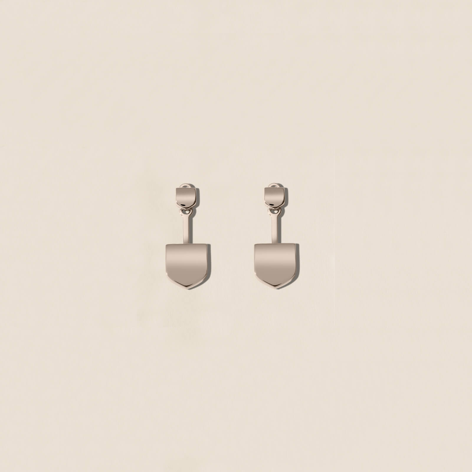 Boucles d'oreilles double blasons d'or sous lobe personnalisable