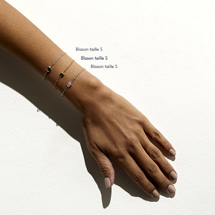 Bracelet Blason d'Or sur chaîne avec diamant personnalisable