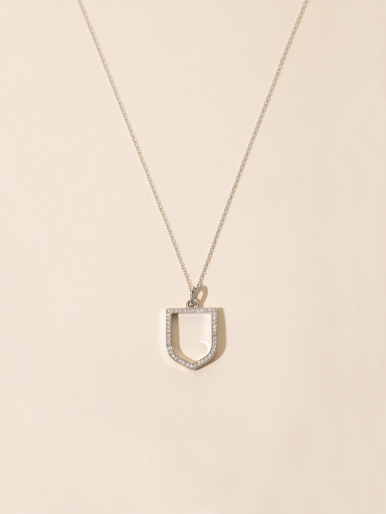 Collier chaine - blason frame XL pavé diamants