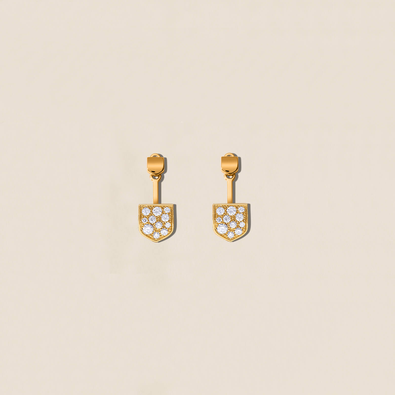 Duo Boucles d'oreilles personnalisables - Blason pavé diamants autour du lobe