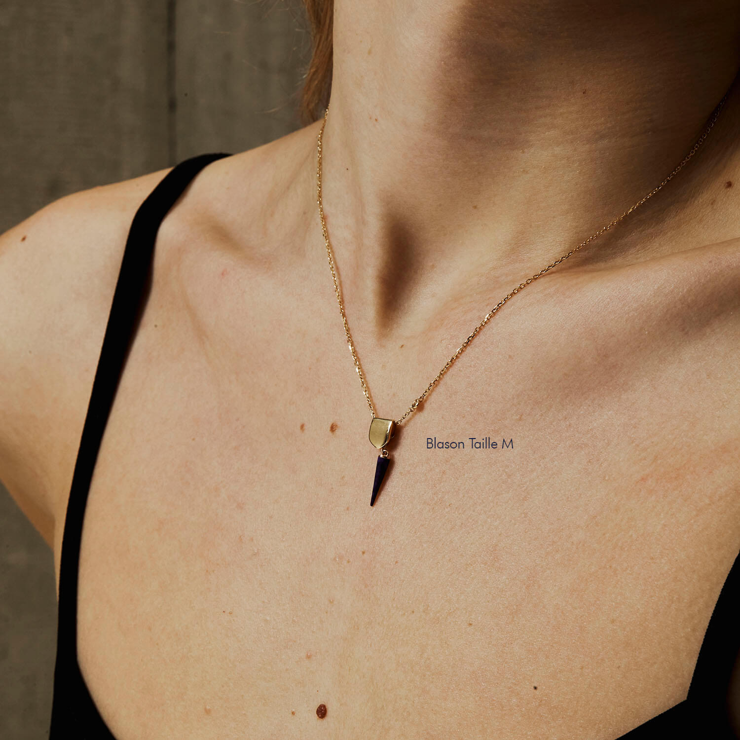 Customisable Golden shield necklace on chain