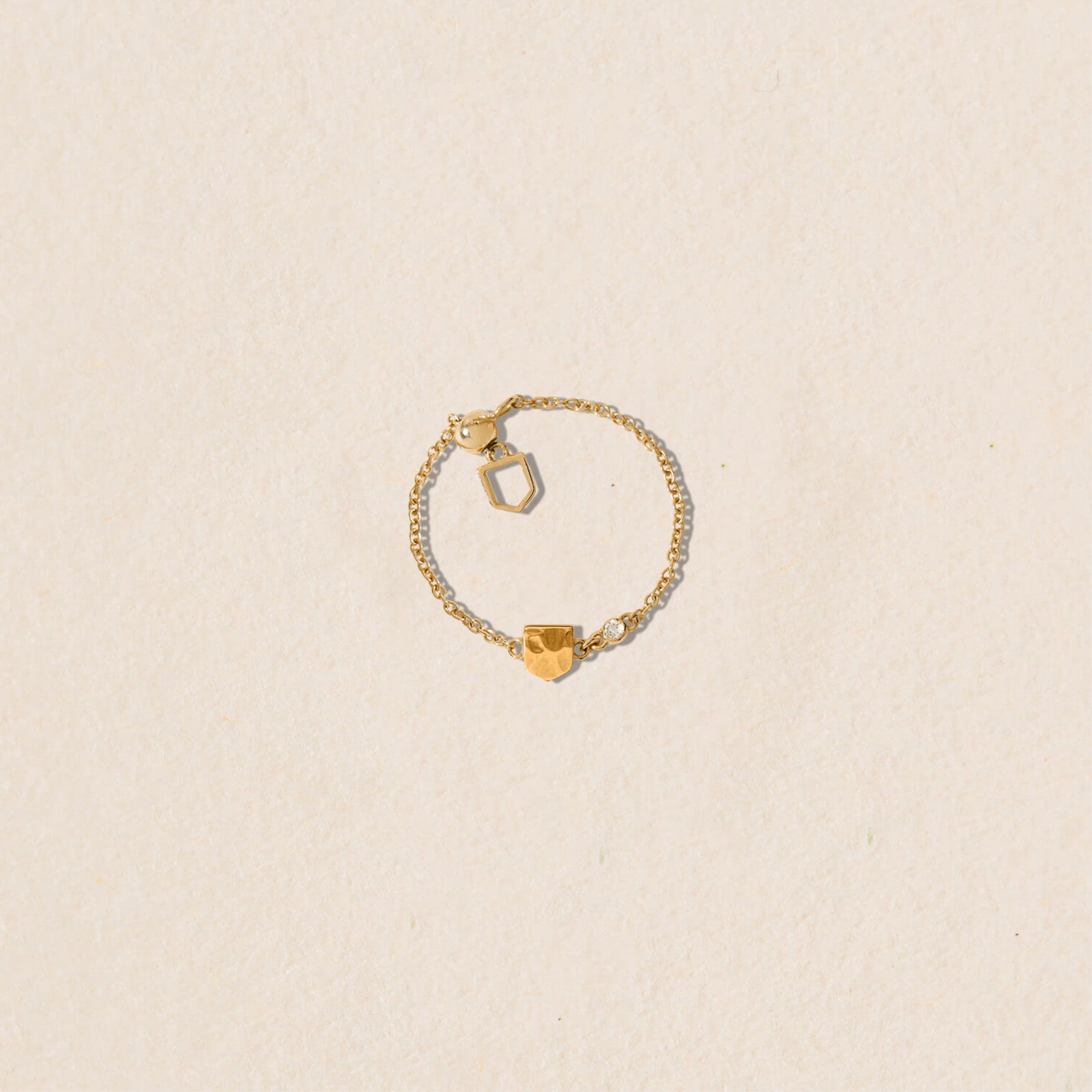 Bague chaine ajustable et personnalisable - blason XS martelé