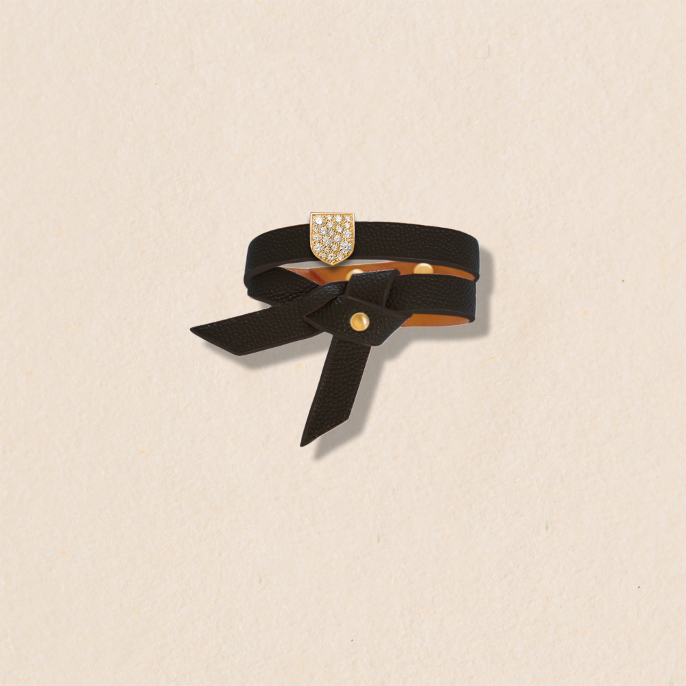 Bracelet cuir Phi 1.618 personnalisable - taille L pavé diamants