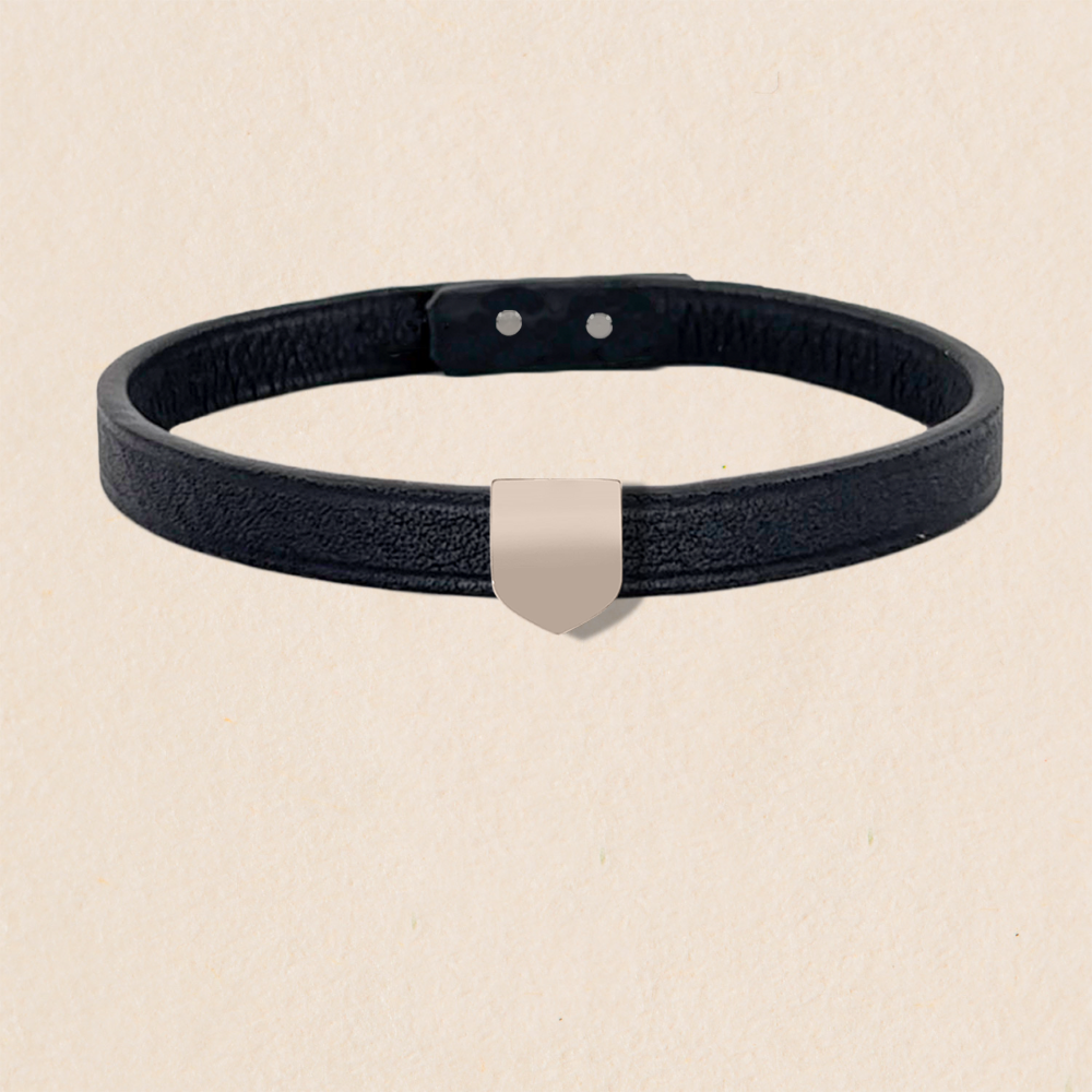 Bracelet cuir simple tour personnalisable - Blason taille L